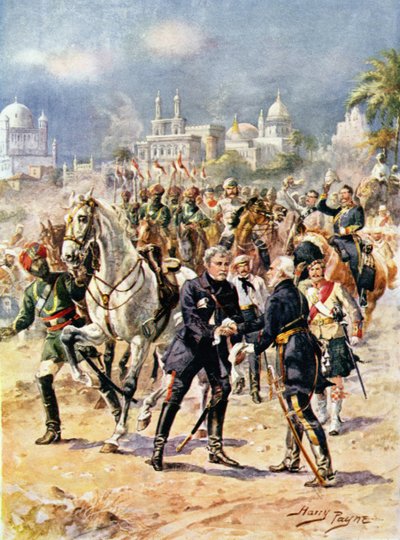 De Ontmoeting van Sir Colin Campbell (1792-1863) en Generaal Outram, illustratie uit 